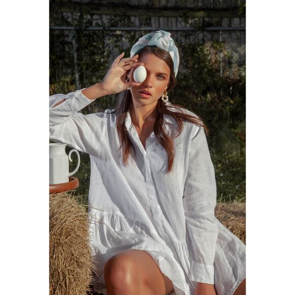 Claudio Milano 100% Linen Tunic Italian Style Button Down Shirt Dress Size Small - Picture 3 of 12